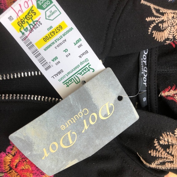 Dor Dor Couture Floral Embroidered Hoodie Small S - Picture 3 of 8